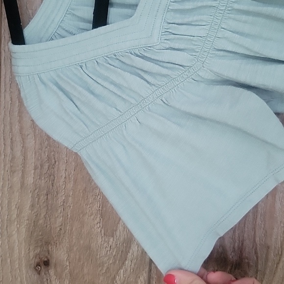 Anthropoligie XSmall Celery Green Wide Neck Top - Picture 2 of 5